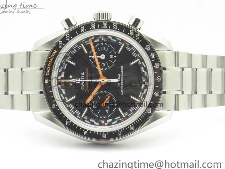 0114 Speedmaster Moonwatch OMF 1:1 Best Edition Black Dial Orange Hand on SS Bracelet A Timeless 8044